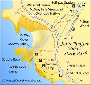 McWay Cove map at Julia Pfeiffer Burns State Park, Monterey County, CA