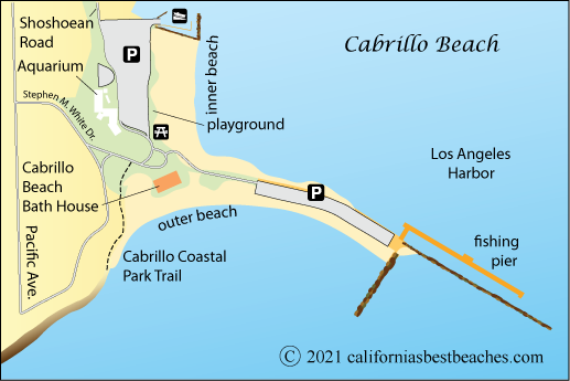 Cabrillo Beach map, Los Angeles County, California