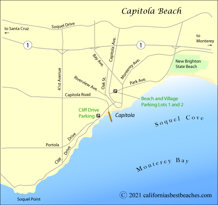 map of Capitola Beach area, Santa Cruz County, California