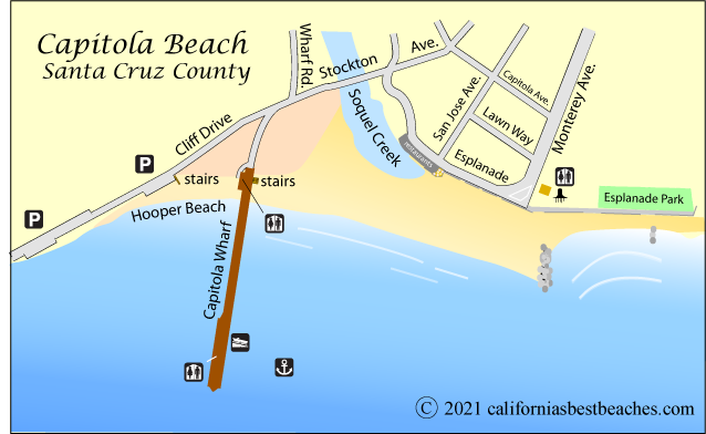 Capitola Beach map, Santa Cruz County, California