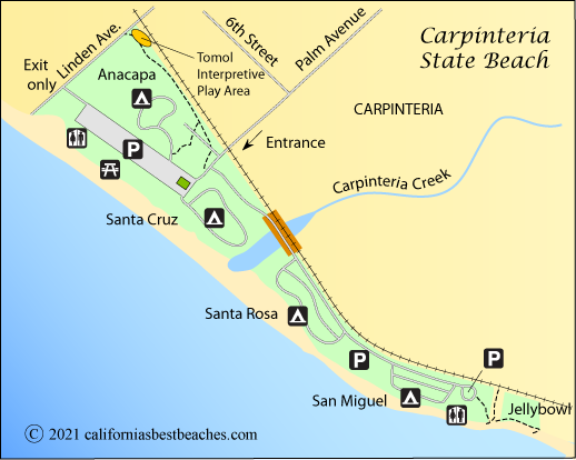 map of Carpinteria Beach, Santa Barbara County, CA