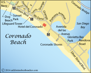 Map of Coronado Beach, San Diego, CA