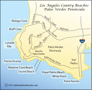 map of Palos Verdes  beaches, Los Angeles County, CA