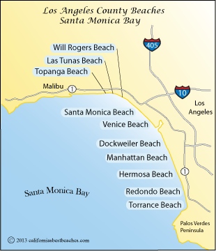 map of Santa Monica Bay beaches, Los Angeles County, CA