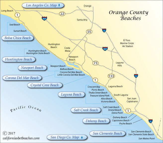 Map Of Southern California Coastline Orange County Beaches