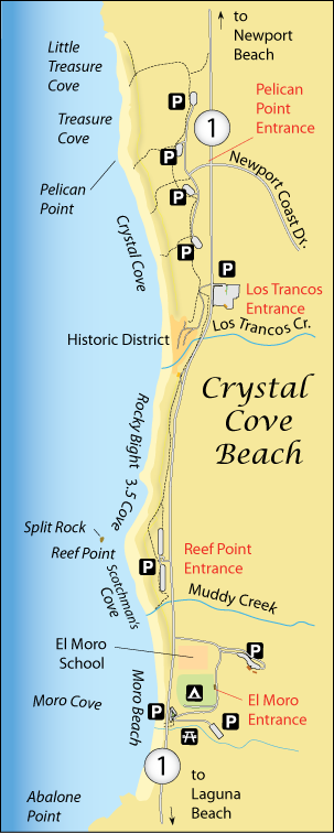 Crystal Cove State Park map,  Orange County, CA