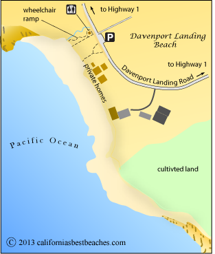 Davenport Landing Beach map, Davenport,  CA
