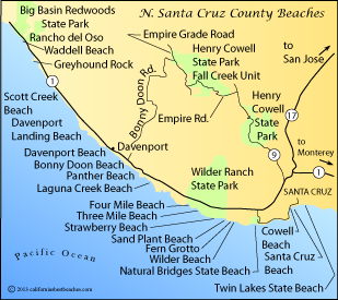 Map showing the area around Davenport, CA