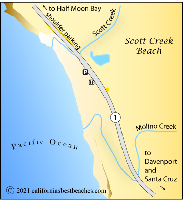 Scott Creek Beach map, Davenport,  CA