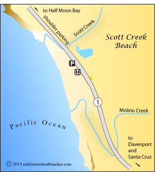 Scott Creek Beach map, Davenport,  CA