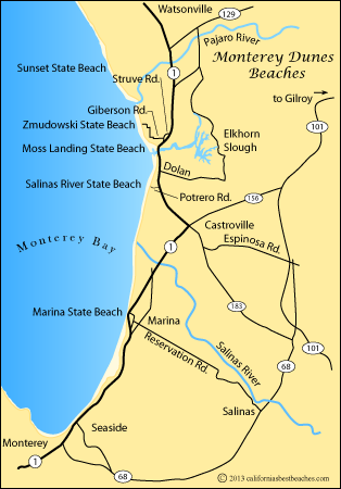 Map showing area around northern Monterey County, CA