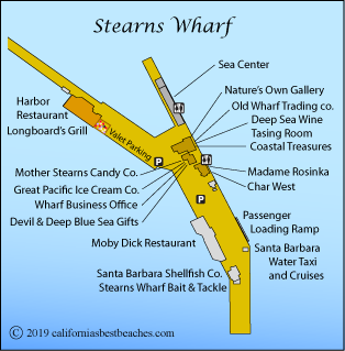 map of Stearns Wharf,  Santa Barbara, CA