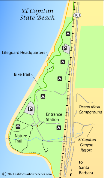 map of El Capitan State Beach, Santa Barbara County, CA