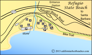 map of Refugio State Beach, Santa Barbara County, CA