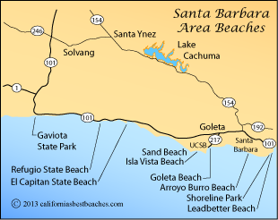 map of Santa Barbara area beaches, CA