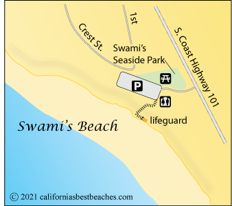 Swami's Beach map,  Encinitas, San Diego County, CA