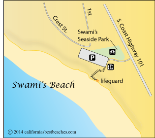 Swami's Beach map,  Encinitas, San Diego County, CA