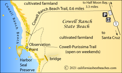 map of Cowell Ranch Beach, Half Moon Bay, CA