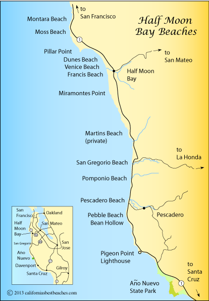 Map showing the San Mateo County coast, CA