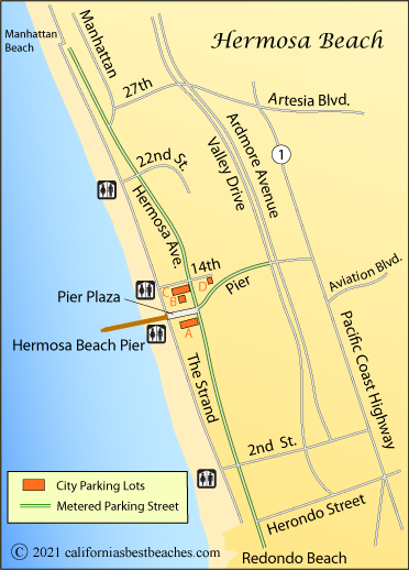 Hermosa Beach map, Los Angeles County, CA