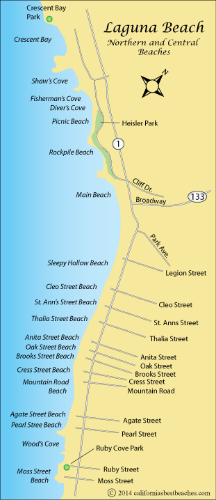 Laguna Beach map,  Orange County, CA