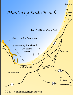 Map showing the area around Monterey State Beach, CA