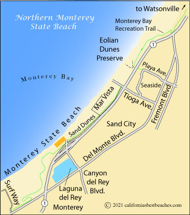 Monterey State Beach Map, Monterey County, CA