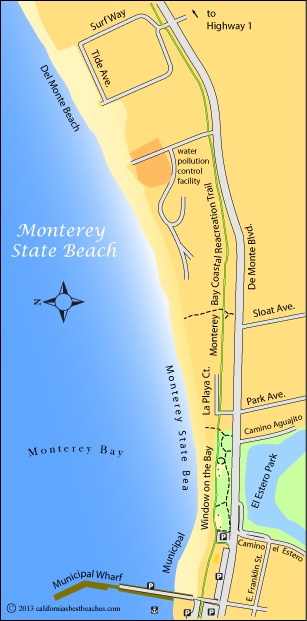 Monterey State Beach Map, Monterey County, CA