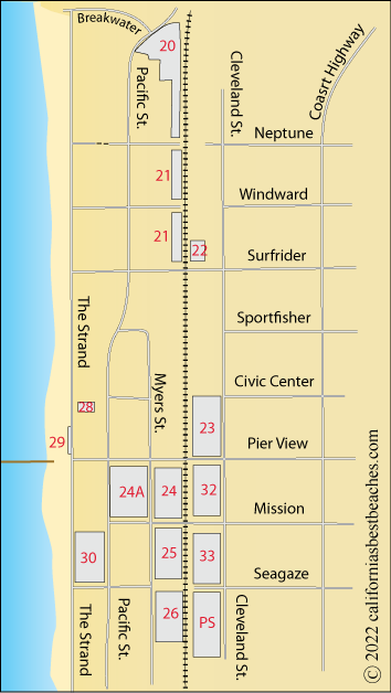 Oceanside Beach Parking map,  San Diego County, CA