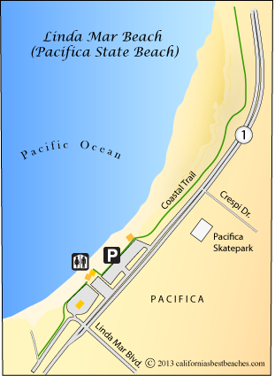 Pacifica State Beach map, CA