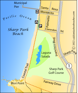 Sharp Park Beach  map, Pacifica, CA