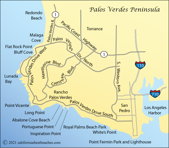 map of Palos Verdes Peninsula, Los Angles, California
