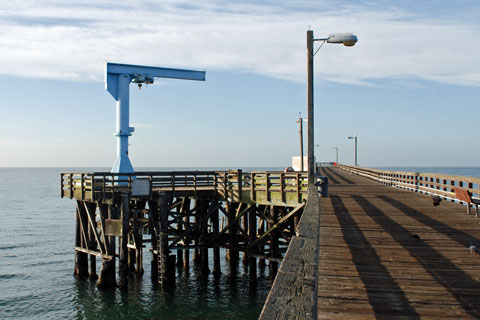 boat launching hoist at Goleta Pier, Santa Barbara County, CA