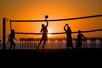 Volleyball game on Hermosa Beach,  CA