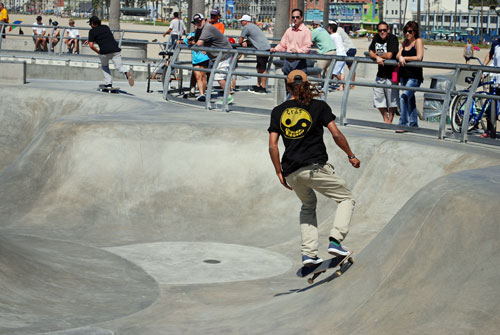 Skateboarder at Venice Beach Skatepark, Los Angeles County, CA