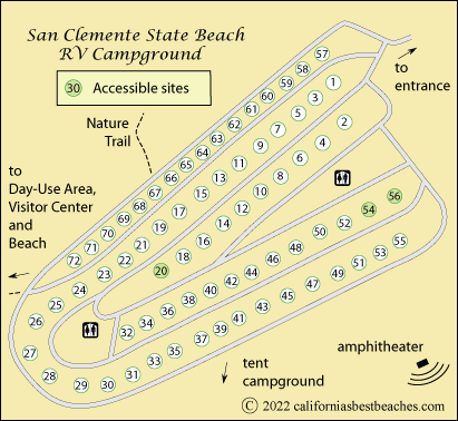 map of San Clemente State Beach RV Campground, Orange County, CA