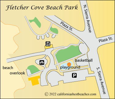 Fletcher Cove Beach Park map, Solana Beach, San Diego County, CA