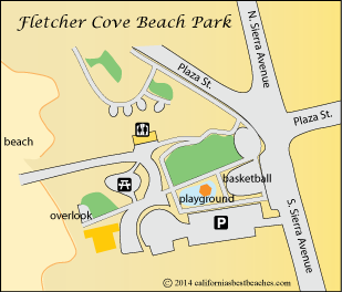 Fletcher Cove Beach Park map, Solana Beach, San Diego County, CA