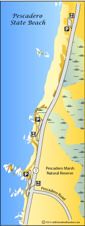 Pescadero Beach map, San Mateo County, CA