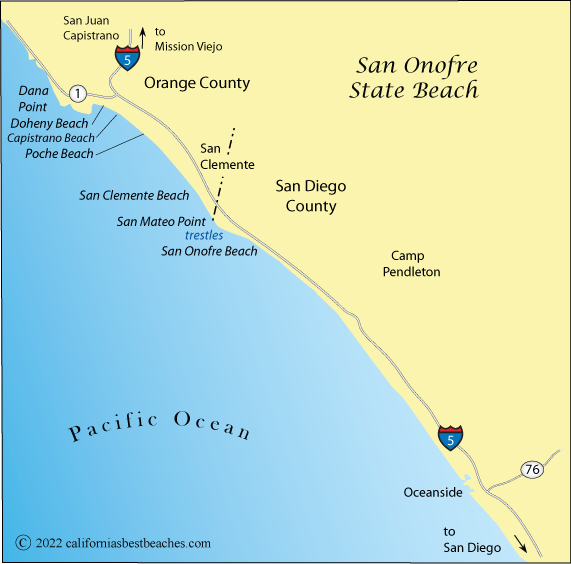 Map of San Onofre State Beach area, California
