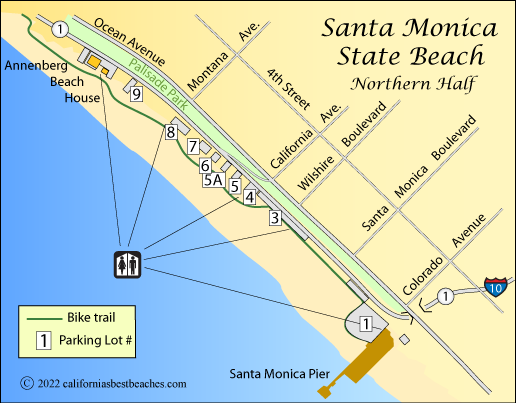 Santa Monica  Beach map, southern half, Los Angeles County, CA