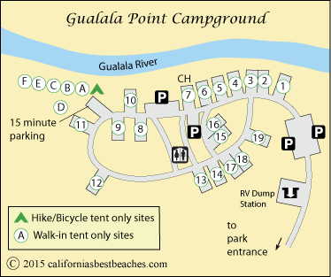 map of Gualala Point Campground at Gualala Point Regional Park, CA