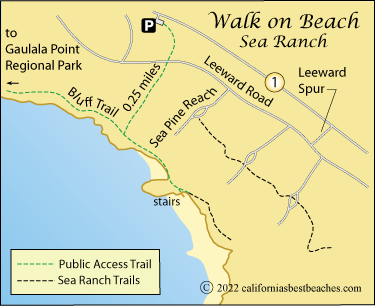 Walk on Beach map, Sea Ranch, Sonoma County, CA