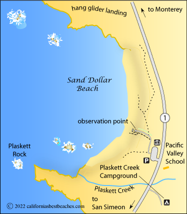 Sand Dollar Beach map, Big Sur, Monterey County, CA