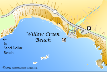Willow Creek Campground and Beach map, Big Sur, Monterey County, CA