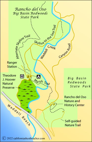 Rancho del Oso map, Big Basin State Park, Santa Cruz County, CA