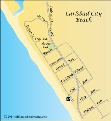 Carlsbad City Beach map,  San Diego County, CA