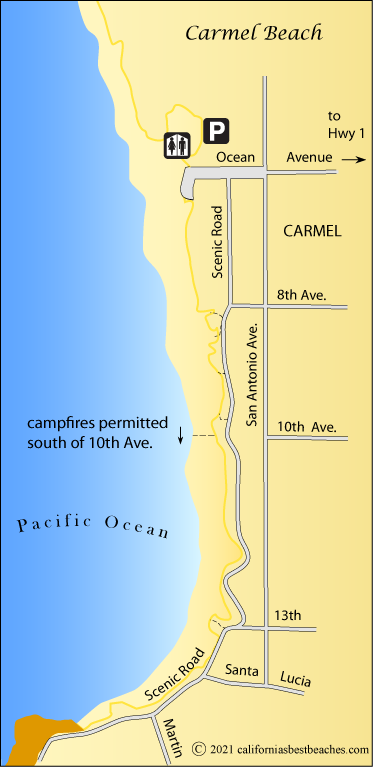 Carmel Beach Map, Monterey County, CA
