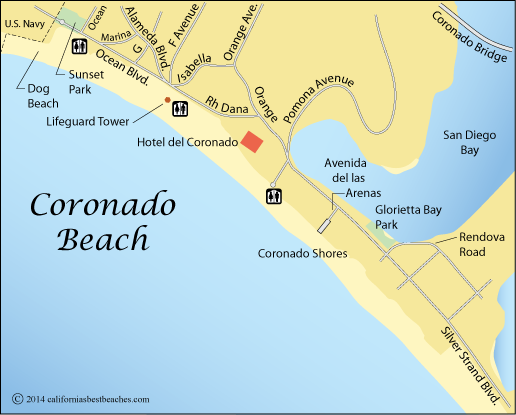 Map of Coronado Beach, San Diego, CA