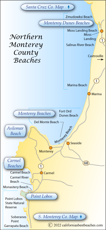 Northern Monterey County Beaches Map